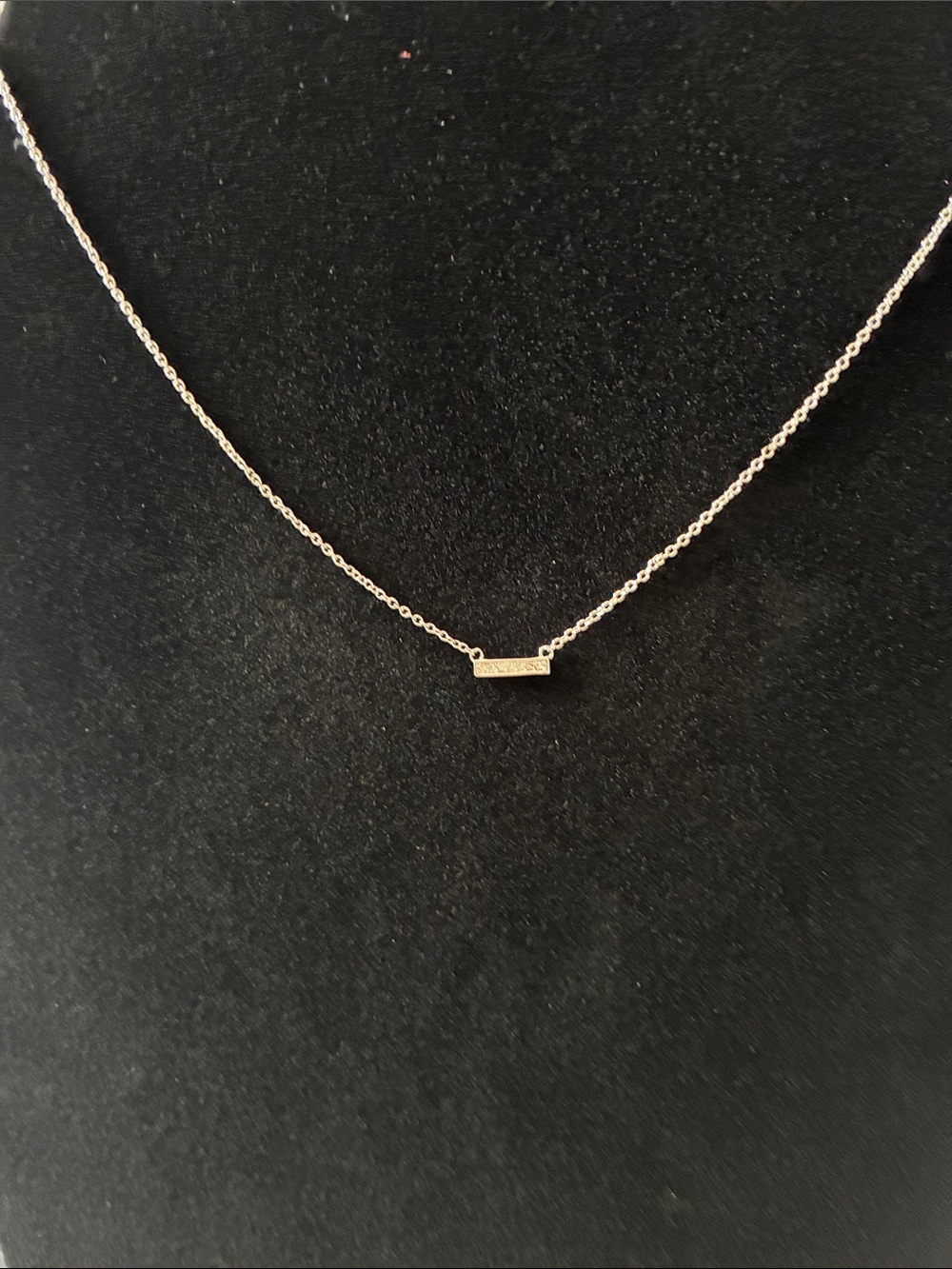 Delicate silver Bar Pendant Necklace with tiny stones
